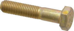 Made in USA - 5/16-24 UNF, 1-1/2" Length Under Head Hex Head Cap Screw - Partially Threaded, Grade 8 Alloy Steel, Zinc Yellow Dichromate Finish, 1/2" Hex - Industrial Tool & Supply