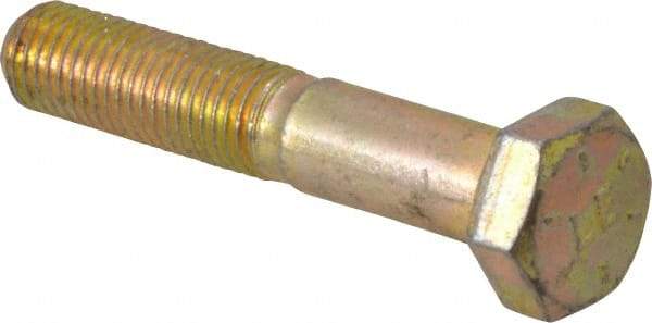 Made in USA - 5/16-24 UNF, 1-3/4" Length Under Head Hex Head Cap Screw - Partially Threaded, Grade 8 Alloy Steel, Zinc Yellow Dichromate Finish, 1/2" Hex - Industrial Tool & Supply