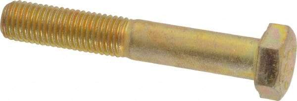 Made in USA - 5/16-24 UNF, 2" Length Under Head Hex Head Cap Screw - Partially Threaded, Grade 8 Alloy Steel, Zinc Yellow Dichromate Finish, 1/2" Hex - Industrial Tool & Supply