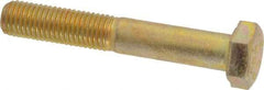 Made in USA - 5/16-24 UNF, 2" Length Under Head Hex Head Cap Screw - Partially Threaded, Grade 8 Alloy Steel, Zinc Yellow Dichromate Finish, 1/2" Hex - Industrial Tool & Supply