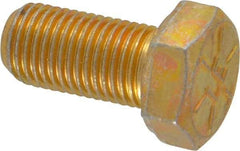 Made in USA - 3/8-24 UNF, 3/4" Length Under Head Hex Head Cap Screw - Fully Threaded, Grade 8 Alloy Steel, Zinc Yellow Dichromate Finish, 9/16" Hex - Industrial Tool & Supply