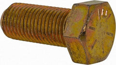 Made in USA - 3/8-24 UNF, 7/8" Length Under Head Hex Head Cap Screw - Fully Threaded, Grade 8 Alloy Steel, Zinc Yellow Dichromate Finish, 9/16" Hex - Industrial Tool & Supply