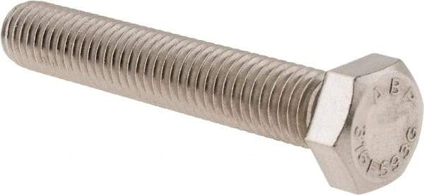 Value Collection - 1/2-13 UNC, 3" Length Under Head Hex Head Cap Screw - Fully Threaded, Grade 316 Stainless Steel, Uncoated, 3/4" Hex - Industrial Tool & Supply