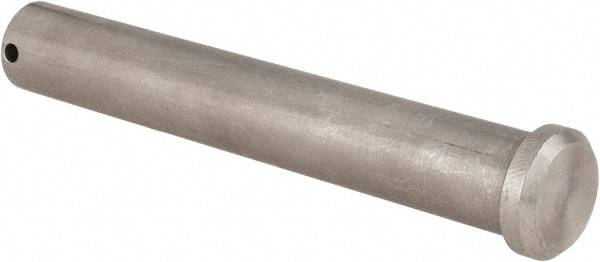 Made in USA - 3/4" Pin Diam, 5" OAL, Standard Clevis Pin - 5/32" Hole, 4-27/32" Usable Length, Uncoated Stainless Steel - Industrial Tool & Supply