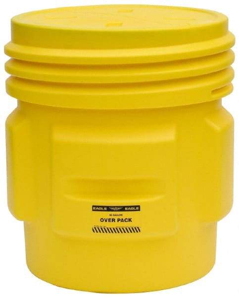 Eagle - 65 Gallon Closure Capacity, Screw On Closure, Yellow Overpack - 30 Gallon Container, Polyethylene, 660 Lb. Capacity, UN 1H2/X300/S Listing - Industrial Tool & Supply