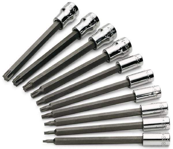 SK - 10 Piece 1/4 & 3/8" Drive Torx Bit Socket Set - T8 to T50 Torx - Industrial Tool & Supply