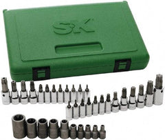 SK - 35 Piece 1/4, 3/8 & 1/2" Drive Torx Bit Socket Set - T7 to T60 Torx - Industrial Tool & Supply