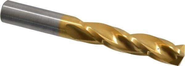 Guhring - 1/2" 150° Solid Carbide Jobber Drill - TiN Finish, Right Hand Cut, Spiral Flute, Straight Shank, 4" OAL, Standard Point - Industrial Tool & Supply
