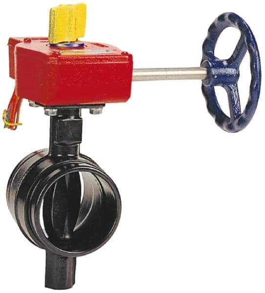NIBCO - 2" Pipe, Grooved Butterfly Valve - Gear Handle, Ductile Iron Body, Polyamide Seat, 300 WOG, Buna-N Coated Ductile Iron Disc, Stainless Steel Stem - Industrial Tool & Supply