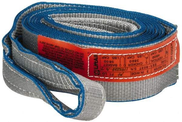 Lift-All - 14' Long x 3" Wide, 4,800 Lb Vertical Capacity, 1 Ply, Polyester Web Sling - 3,800 Lb Choker Capacity, Silver (Color) - Industrial Tool & Supply