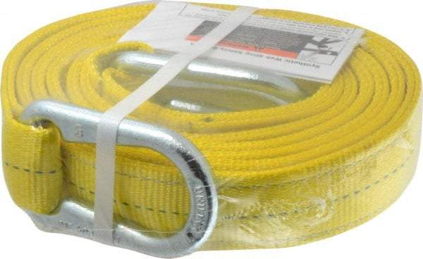 Lift-All - 12' Long x 2" Wide, 6,400 Lb Vertical Capacity, 2 Ply, Polyester Web Sling - 5,000 Lb Choker Capacity, Yellow - Industrial Tool & Supply