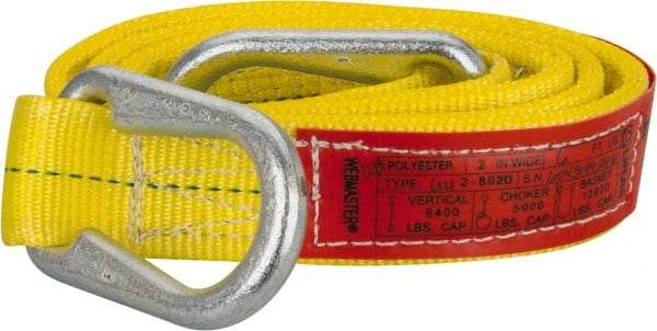 Lift-All - 6' Long x 2" Wide, 6,400 Lb Vertical Capacity, 2 Ply, Polyester Web Sling - 5,000 Lb Choker Capacity, Yellow - Industrial Tool & Supply