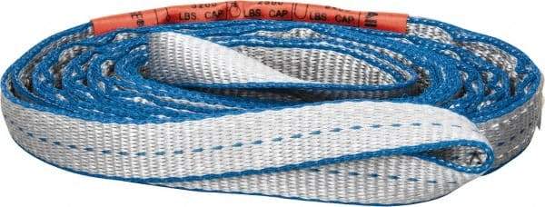 Lift-All - 8' Long x 1" Wide, 3,200 Lb Vertical Capacity, 2 Ply, Polyester Web Sling - 2,500 Lb Choker Capacity, Silver (Color) - Industrial Tool & Supply