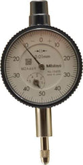 Mitutoyo - 5mm Range, 0-50 Dial Reading, 0.01mm Graduation Dial Drop Indicator - 40mm Dial, 1mm Range per Revolution, 0.013mm Accuracy, Revolution Counter - Industrial Tool & Supply