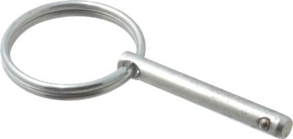 Gibraltar - 3/16" Pin Diam, 1-3/16" Long, Zinc Plated Steel Ball Lock Hitch Pin - 1" Usable Length - Industrial Tool & Supply