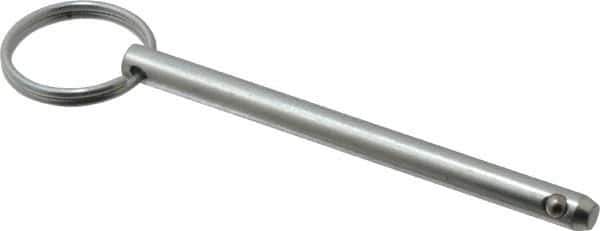 Gibraltar - 1/4" Pin Diam, 3-1/4" Long, Zinc Plated Steel Ball Lock Hitch Pin - 3" Usable Length - Industrial Tool & Supply