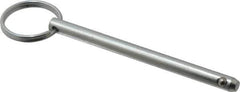 Gibraltar - 1/4" Pin Diam, 3-1/4" Long, Zinc Plated Steel Ball Lock Hitch Pin - 3" Usable Length - Industrial Tool & Supply