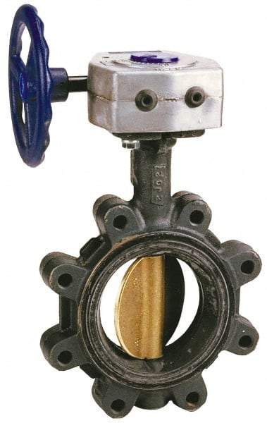 NIBCO - 4" Pipe, Lug Butterfly Valve - Bare Stem Handle, Ductile Iron Body, Buna-N Seat, 250 WOG, Stainless Steel (CF8M) Disc, Stainless Steel Stem - Industrial Tool & Supply