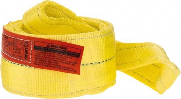 Lift-All - 6' Long x 4" Wide, 11,500 Lb Vertical Capacity, 2 Ply, Polyester Web Sling - 9,200 Lb Choker Capacity, Yellow - Industrial Tool & Supply