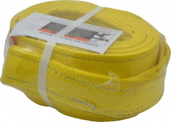 Lift-All - 10' Long x 4" Wide, 11,500 Lb Vertical Capacity, 2 Ply, Polyester Web Sling - 9,200 Lb Choker Capacity, Yellow - Industrial Tool & Supply