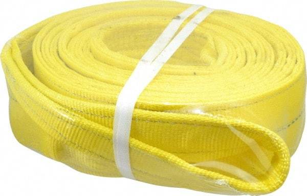 Lift-All - 20' Long x 4" Wide, 11,500 Lb Vertical Capacity, 2 Ply, Polyester Web Sling - 9,200 Lb Choker Capacity, Yellow - Industrial Tool & Supply
