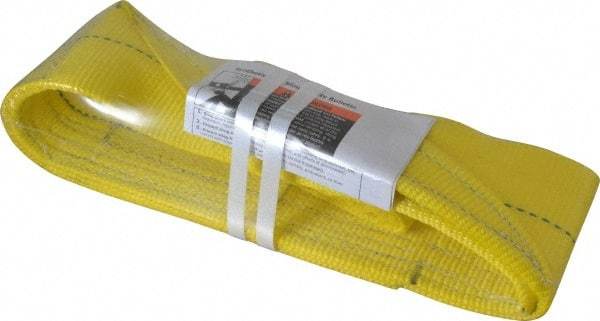 Lift-All - 3' Long x 4" Wide, 11,500 Lb Vertical Capacity, 2 Ply, Polyester Web Sling - 9,200 Lb Choker Capacity, Yellow - Industrial Tool & Supply