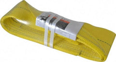 Lift-All - 3' Long x 4" Wide, 11,500 Lb Vertical Capacity, 2 Ply, Polyester Web Sling - 9,200 Lb Choker Capacity, Yellow - Industrial Tool & Supply