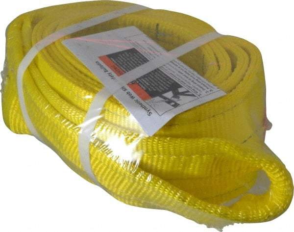 Lift-All - 8' Long x 4" Wide, 11,500 Lb Vertical Capacity, 2 Ply, Polyester Web Sling - 9,200 Lb Choker Capacity, Yellow - Industrial Tool & Supply