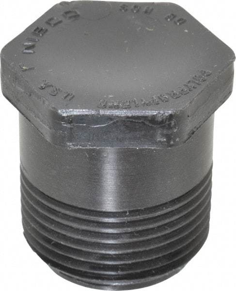 NIBCO - 1" Polypropylene Plastic Pipe Threaded Plug - Schedule 80, MPT End Connections - Industrial Tool & Supply
