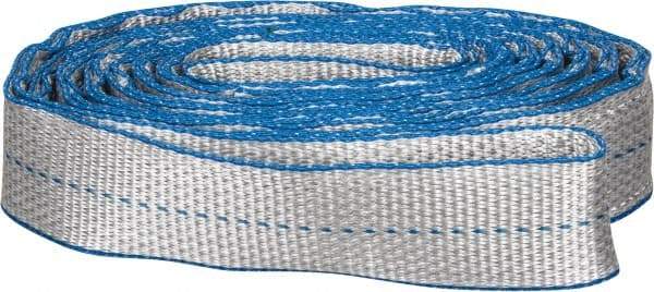 Lift-All - 12' Long x 2" Wide, 6,400 Lb Vertical Capacity, 2 Ply, Polyester Web Sling - 5,000 Lb Choker Capacity, Silver (Color) - Industrial Tool & Supply