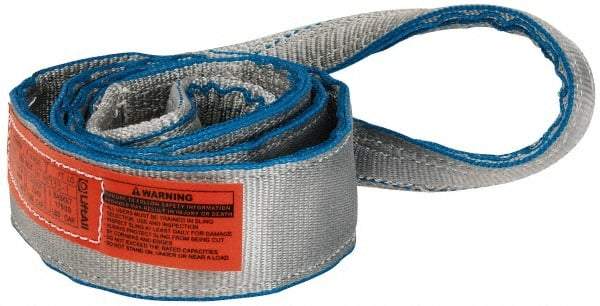 Lift-All - 8' Long x 3" Wide, 8,600 Lb Vertical Capacity, 2 Ply, Polyester Web Sling - 6,900 Lb Choker Capacity, Silver (Color) - Industrial Tool & Supply