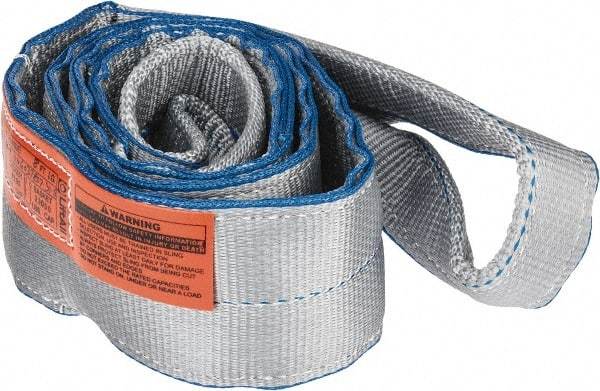 Lift-All - 8' Long x 4" Wide, 11,500 Lb Vertical Capacity, 2 Ply, Polyester Web Sling - 9,200 Lb Choker Capacity, Silver (Color) - Industrial Tool & Supply