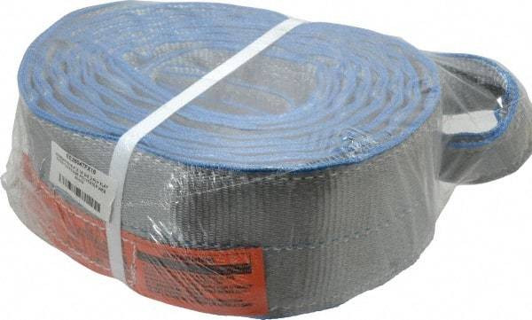 Lift-All - 16' Long x 4" Wide, 11,500 Lb Vertical Capacity, 2 Ply, Polyester Web Sling - 9,200 Lb Choker Capacity, Silver (Color) - Industrial Tool & Supply