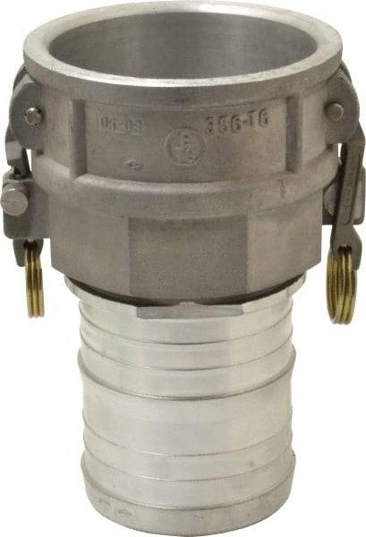 EVER-TITE Coupling Products - 4" Aluminum Cam & Groove Suction & Discharge Hose Female Coupler Hose Shank - Part C, 100 Max psi - Industrial Tool & Supply