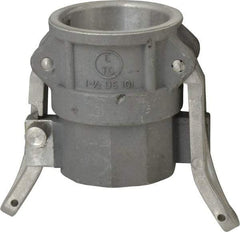 EVER-TITE Coupling Products - 1-1/2" Aluminum Cam & Groove Suction & Discharge Hose Female Coupler Female NPT Thread - Part D, 1-1/2" Lock-On Thread, 250 Max psi - Industrial Tool & Supply