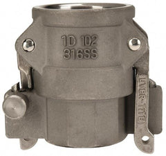 EVER-TITE Coupling Products - 1" Stainless Steel Cam & Groove Suction & Discharge Hose Female Coupler Female NPT Thread - Part D, 1" Lock-On Thread, 250 Max psi - Industrial Tool & Supply