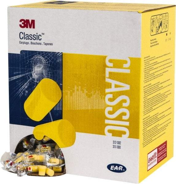 3M - Disposable, Uncorded, 29 dB, Barrel Earplugs - Yellow, 1000 Pairs - Industrial Tool & Supply