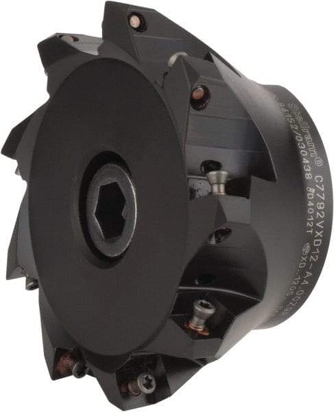 Kennametal - 4" Cut Diam, 0.098" Max Depth, 1-1/4" Arbor Hole, 9 Inserts, XD 12 Insert Style, Indexable Copy Face Mill - C7792VXD12-A4.00Z09R Cutter Style, 1.97" High, Through Coolant, Series 7792 - Industrial Tool & Supply