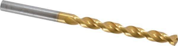 Guhring - 6.3mm 130° High Speed Steel Jobber Drill - TiN Finish, Right Hand Cut, Parabolic Flute, Straight Shank, 3-31/32" OAL, Standard Point - Industrial Tool & Supply