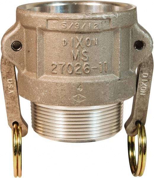 Dixon Valve & Coupling - 4" Aluminum Cam & Groove Suction & Discharge Hose Female Coupler Male NPT Thread - Part B, 4" Thread, 100 Max psi - Industrial Tool & Supply