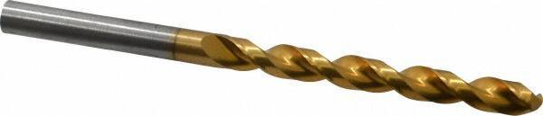 Guhring - 6.3mm 130° Cobalt Jobber Drill - TiN Finish, Right Hand Cut, Parabolic Flute, Straight Shank, 101mm OAL, Standard Point - Industrial Tool & Supply