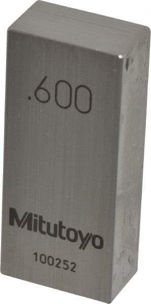 Mitutoyo - 0.6" Rectangular Steel Gage Block - Accuracy Grade 0, Includes Certificate of Inspection - Industrial Tool & Supply