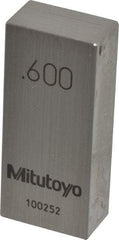 Mitutoyo - 0.6" Rectangular Steel Gage Block - Accuracy Grade 0, Includes Certificate of Inspection - Industrial Tool & Supply