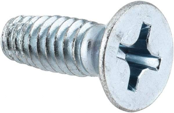 Value Collection - 1/4-20 UNC Thread, 3/4" OAL, Phillips Drive Steel Thread Cutting Screw - Flat Head, Grade 2, Point Type F, Zinc-Plated Finish - Industrial Tool & Supply