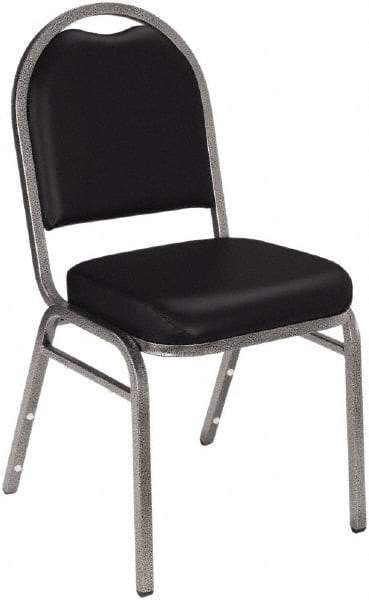 NPS - Vinyl Black Stacking Chair - Silver Frame, 18" Wide x 20" Deep x 34" High - Industrial Tool & Supply