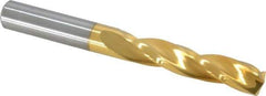 Guhring - 9.6mm 150° Solid Carbide Jobber Drill - TiN Finish, Right Hand Cut, Spiral Flute, Straight Shank, 3.504" OAL, Standard Point - Industrial Tool & Supply