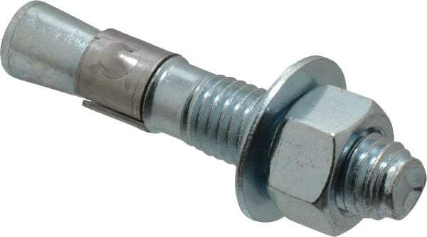 Red Head - 5/8" Diam, 5/8" Drill, 3-1/2" OAL, 3-15/32" Min Embedment Wedge Expansion Concrete Anchor - Grade 3 Steel, Zinc-Plated Finish, Tie Wire Head, 1-3/4" Thread Length - Industrial Tool & Supply