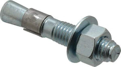 Red Head - 5/8" Diam, 5/8" Drill, 3-1/2" OAL, 3-15/32" Min Embedment Wedge Expansion Concrete Anchor - Grade 3 Steel, Zinc-Plated Finish, Tie Wire Head, 1-3/4" Thread Length - Industrial Tool & Supply