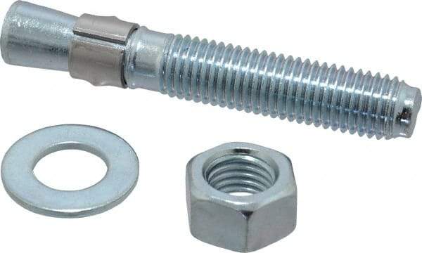 Red Head - 3/4" Diam, 3/4-10, 4-3/4" OAL, Grade 3, Wedge Expansion Concrete Anchor - Steel, Zinc Plated, 2-7/8" Thread Length, Tie Wire Head, 3/4" Drill - Industrial Tool & Supply