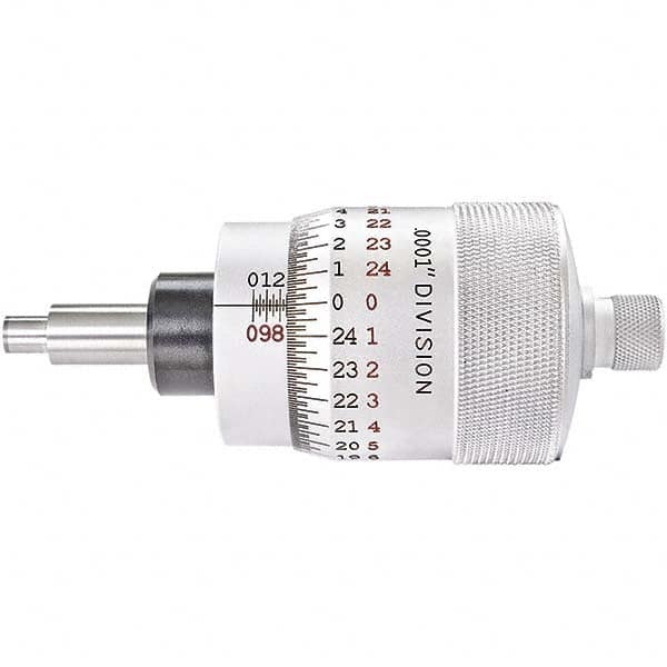 Starrett - 1 Inch, 2-1/16 Inch Plain Thimble, 5/16 Inch Diameter x 1-7/16 Inch Long Spindle, Mechanical Micrometer Head - Industrial Tool & Supply